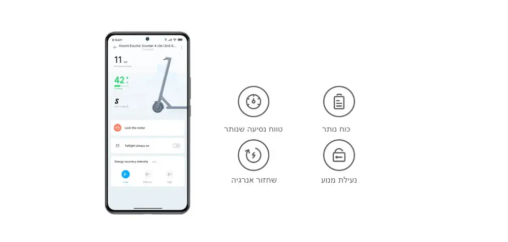 קורקינט חשמלי דגם Electric Scooter 4 Lite 2nd Gen מבית Xiaomi