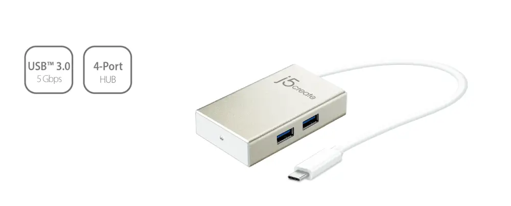 מתאם למחשב USB-C 4-Port Hub מבית J5CRATE