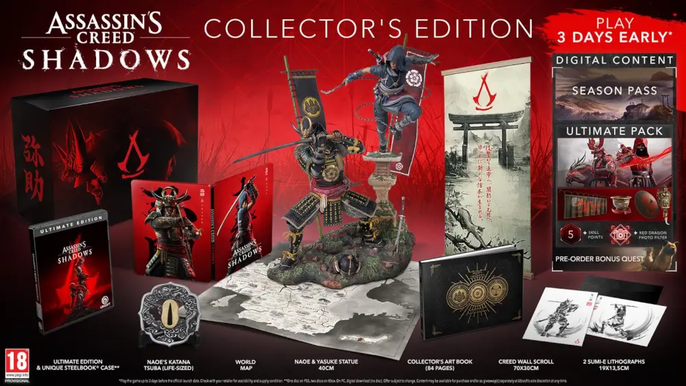 ASSASSINS CREED: SHADOWS COLLECTOR'S EDITION גלויה מכירה מוקדמת