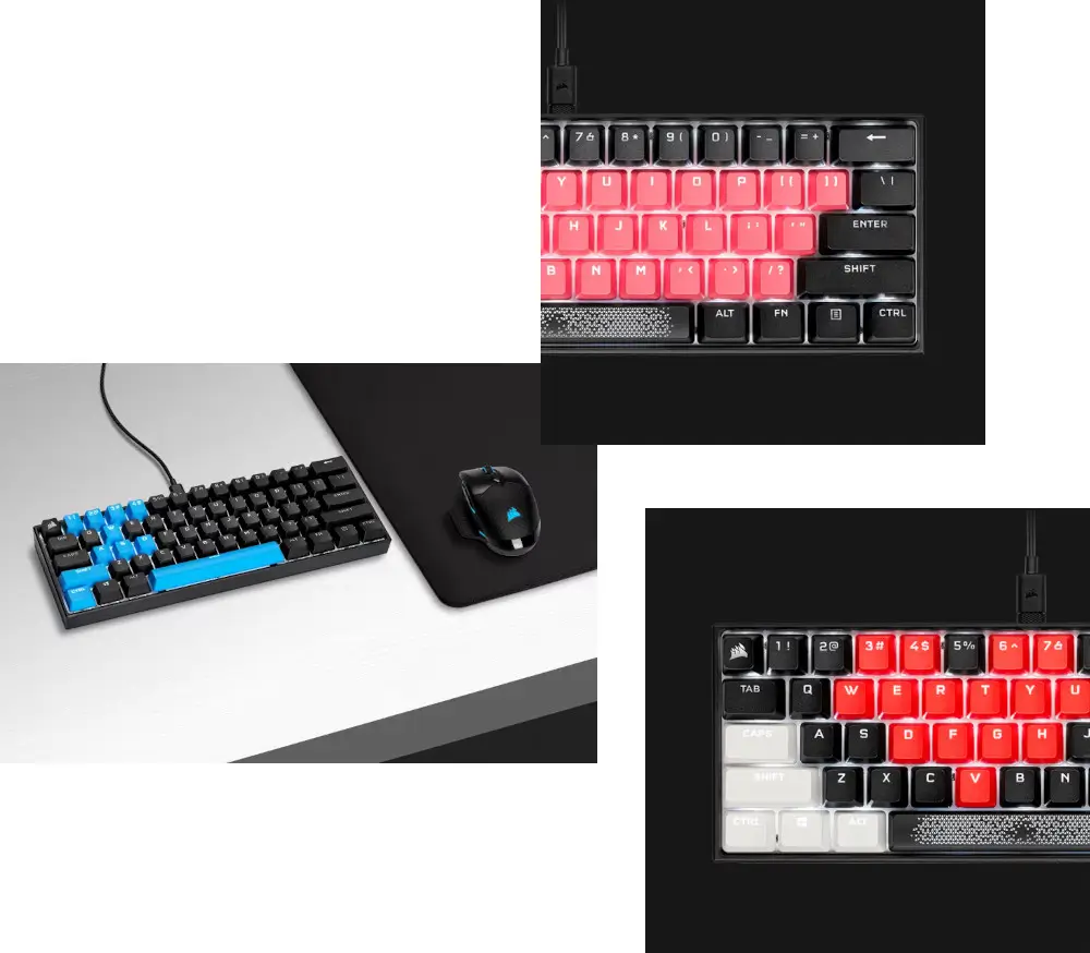 מקלדת גיימינג מכאנית דגם K65 RGB Mini 60% - Cherry MX Speed Red מבית Corsair