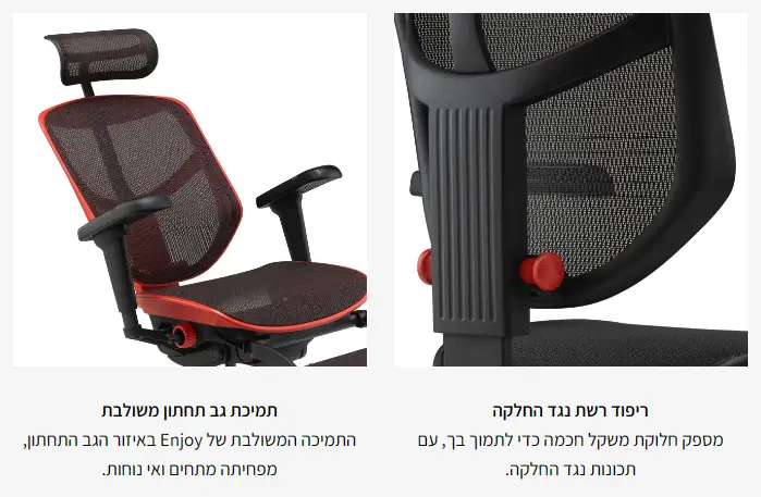 כיסא רשת Enjoy Ultra Gaming ריפוד רשת ותמיכה בגב התחתון