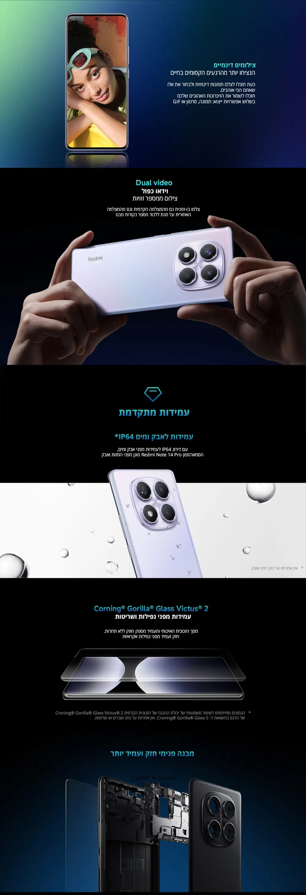 סמארטפון Redmi 14 pro 12+512GB עמידות בפני נפילות ושריטות