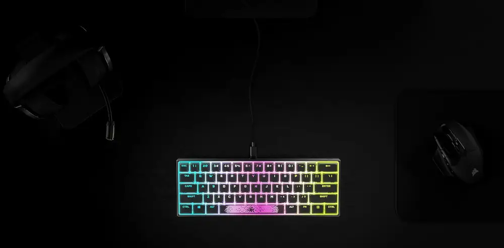 מקלדת גיימינג מכאנית דגם K65 RGB Mini 60% - Cherry MX Speed Red מבית Corsair