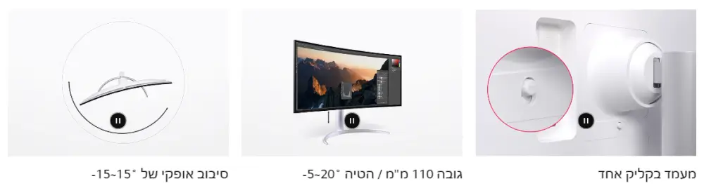 40WP95CP-W מסך מחשב קעור IPS חלל עבודה נוח