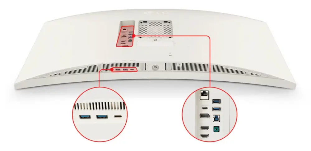 מסך מחשב קעור 37.5 WR85QC-W יציאות תומכות