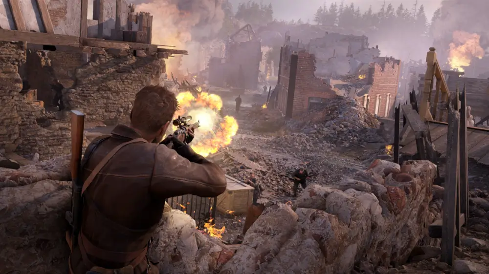 Sniper Elite: Resistance אחת הדמויות יורה ויש כדור אש