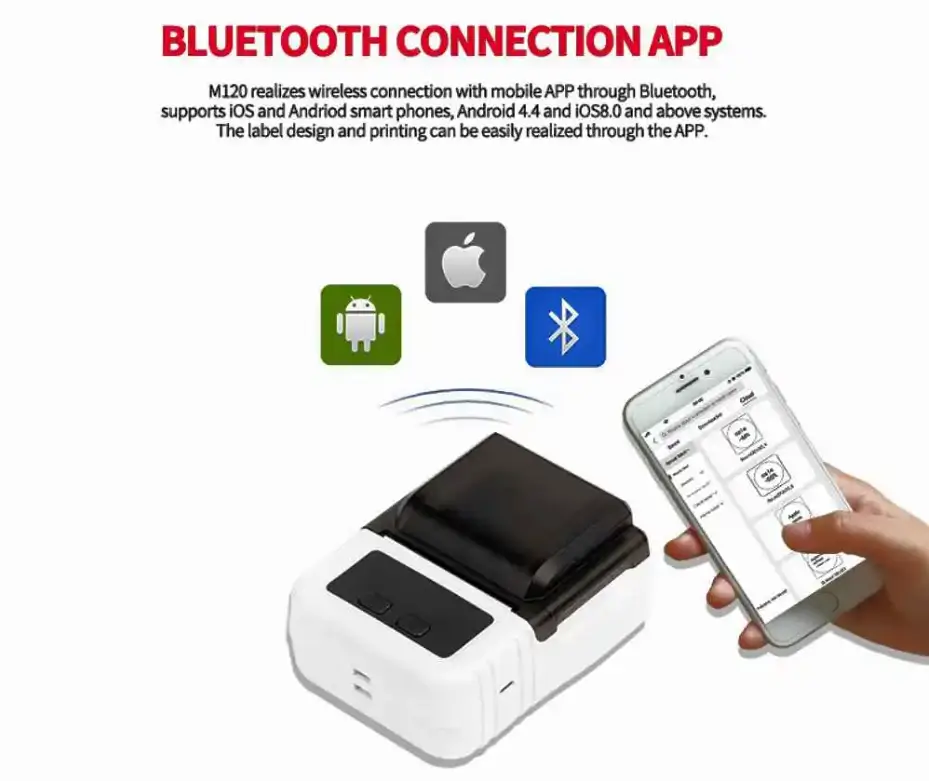 חיבור Bluetooth יציב- חיבור בלחיצה אחת והדפסה.