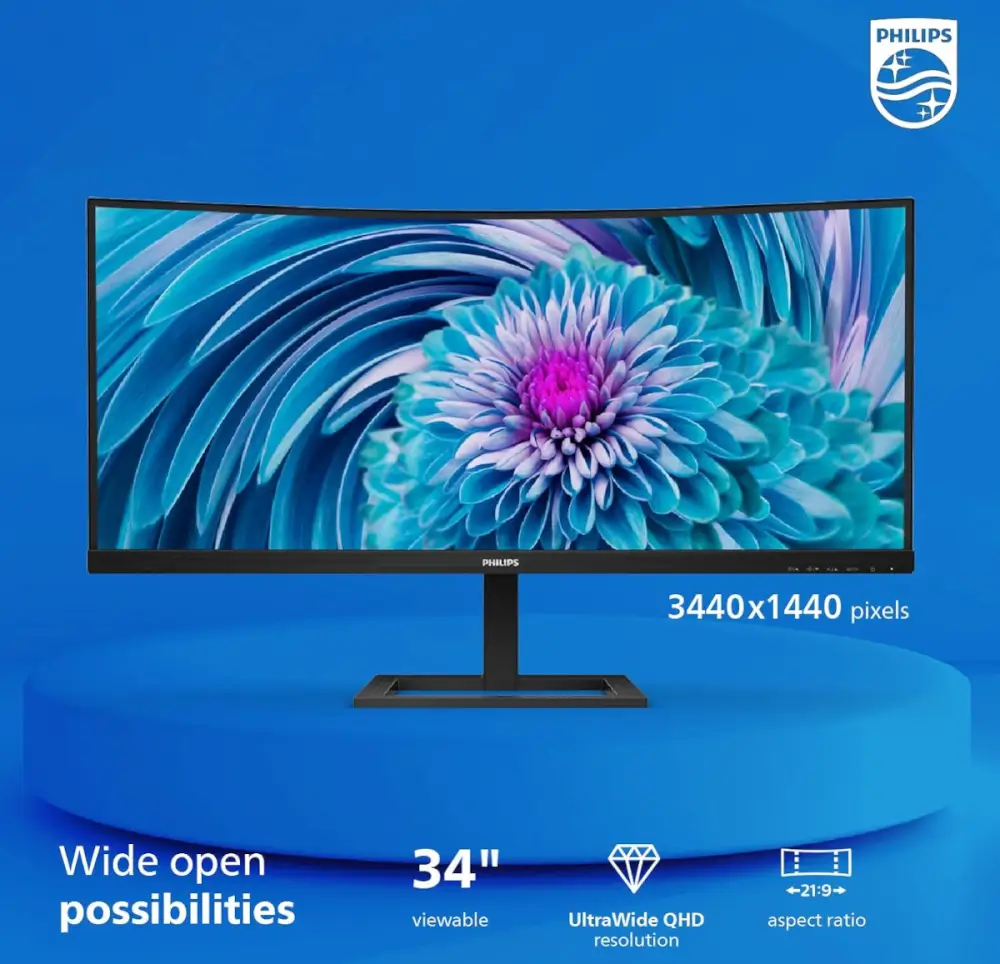 תמנות CrystalClear עם UltraWide QHD בעל 3440x1440 פיקסלים