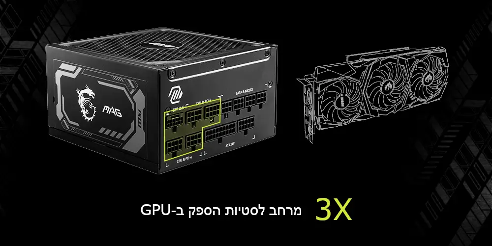 ספק כוח דגם MAG A1000GL PCIe5 מבית MSI