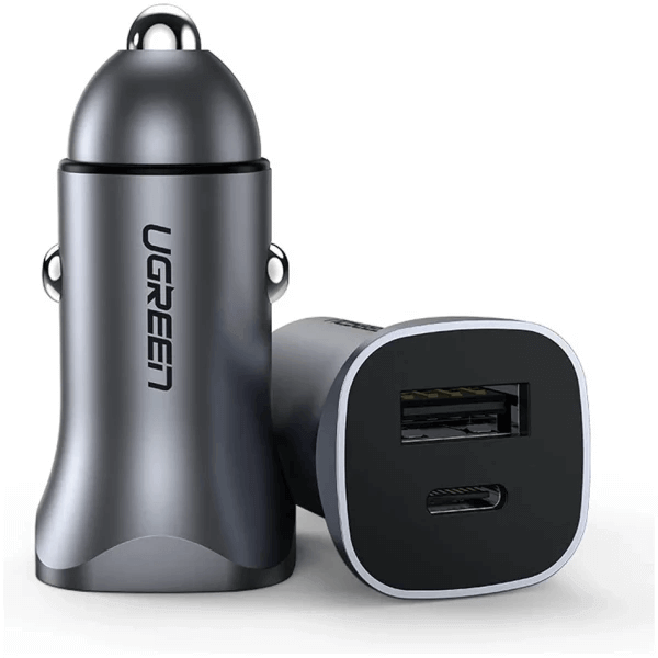 מטען מהיר לרכב USB-C PD+USB-A QC 30W Fast אפור UGREEN