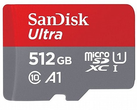 כרטיס זכרון ומתאם  Ultra Micro SDXC 512G 100/MBS Android App Sandisk