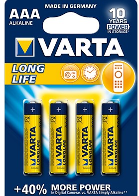 מארז 4 סוללות Longlife AAA VARTA