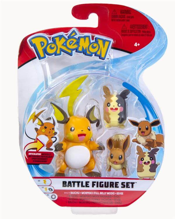 Battle Figure  Full Belly Morpeko, Eevee, Raichu Jazwares