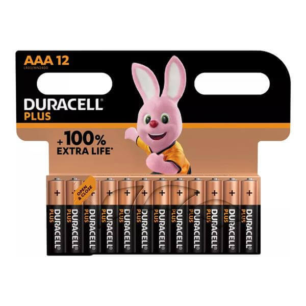 סט 12 סוללות AAA PLUS 100% Duracell