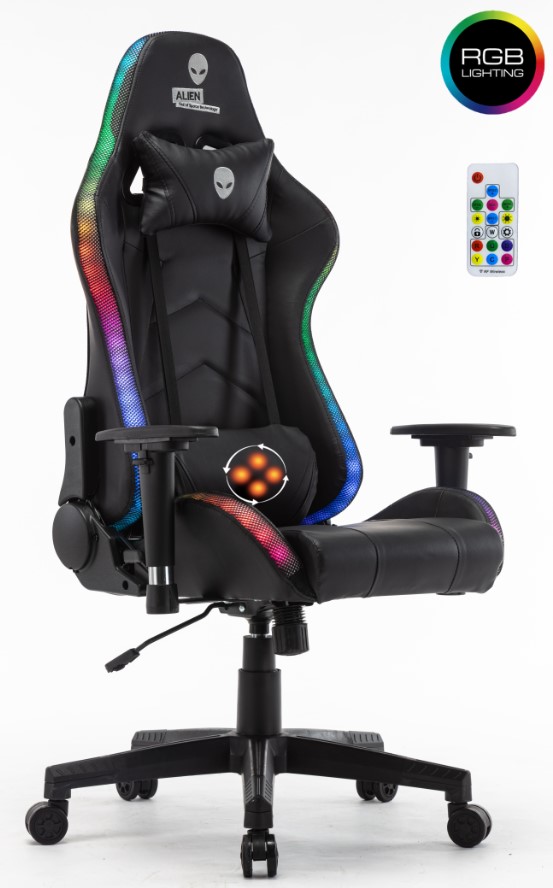 כיסא גיימר מקצועי עם תאורת RGB וכרית מסאז' APRO7M ALIEN