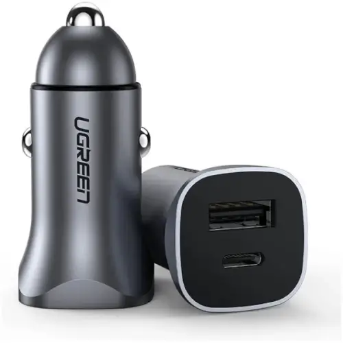 מטען מהיר לרכב USB-C PD+USB-A QC 30W Fast אפור UGREEN