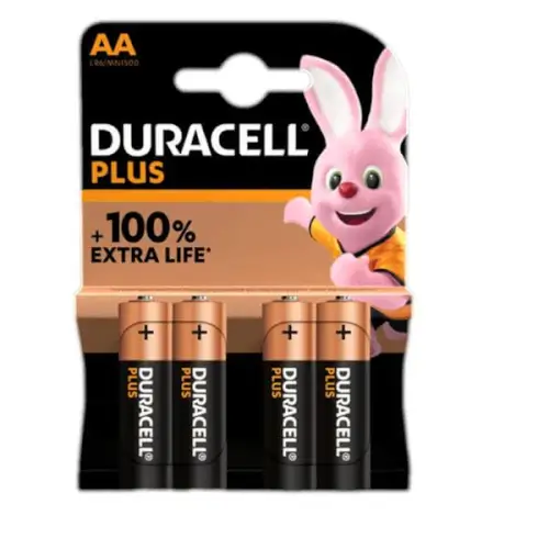 סט 4 סוללות PLUS 100% AA Duracell