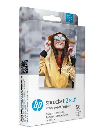 ניירות צילום מדבקה 50 יחידות Sprocket 2x3 Zink HP