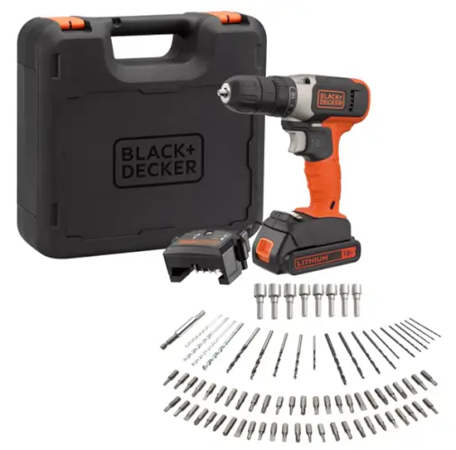 סט מקדחה/מברגה הכולל 78 אביזרים BCD001C1KA-QW BLACK&DECKER