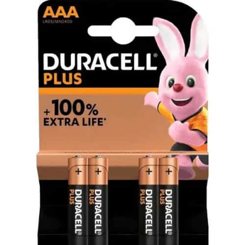 סט 4 סוללות PLUS 100% AAA Duracell