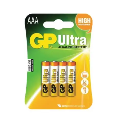 סוללות Ultra אלקליין - 4 יחידות LR03 1.5V AAA GP