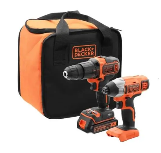 סט מקדחה+מברגה BLACK DECKER 18V BCK21S1S-QW BLACK AND DECKER